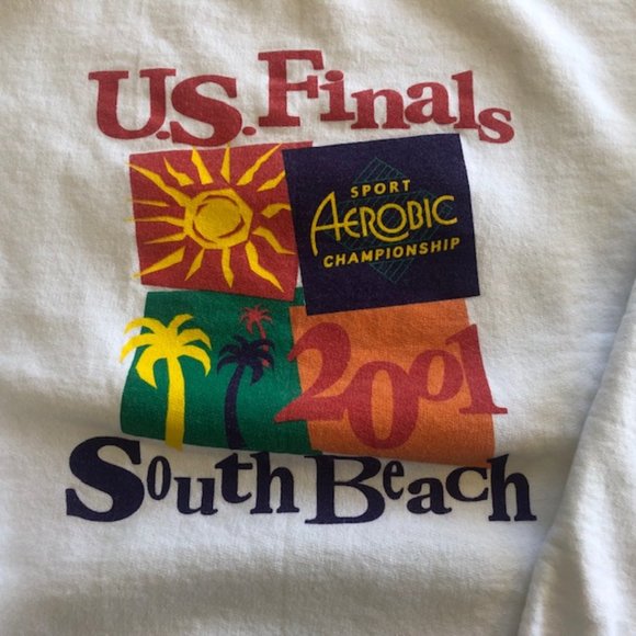 Vintage 2001 Sport Aerobics US Finals Mens Sweatshirt South Beach Medium - Picture 2 of 4